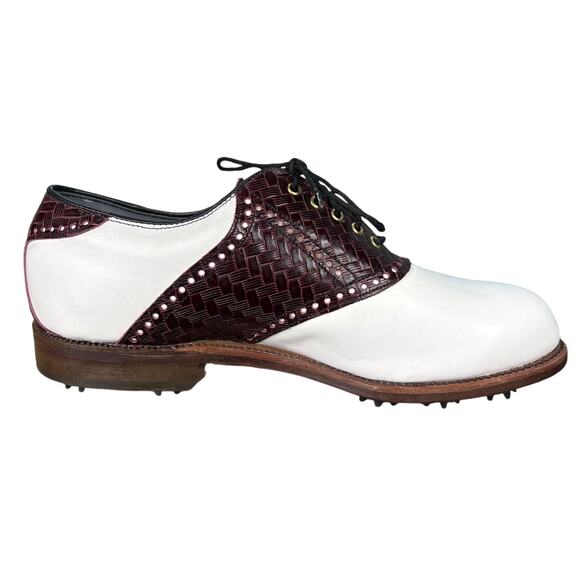 Vintage Footjoy Classics Dry White Brown Leather Golf Shoes Size 9 EEE main image 7